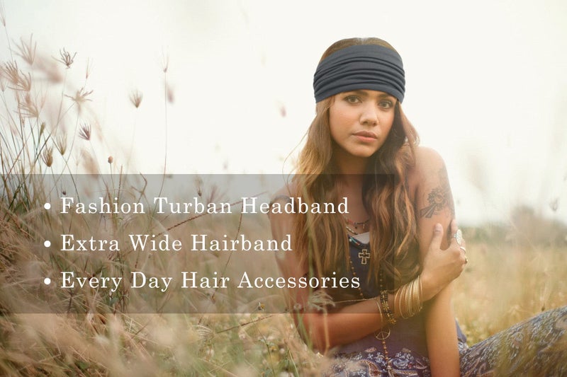 Tobeffect 7 Inches Wide Headbands for Women, Extra Large Turban Headband Boho Hairband Hair Twisted Knot Accessories, 6 Pack - Image 5