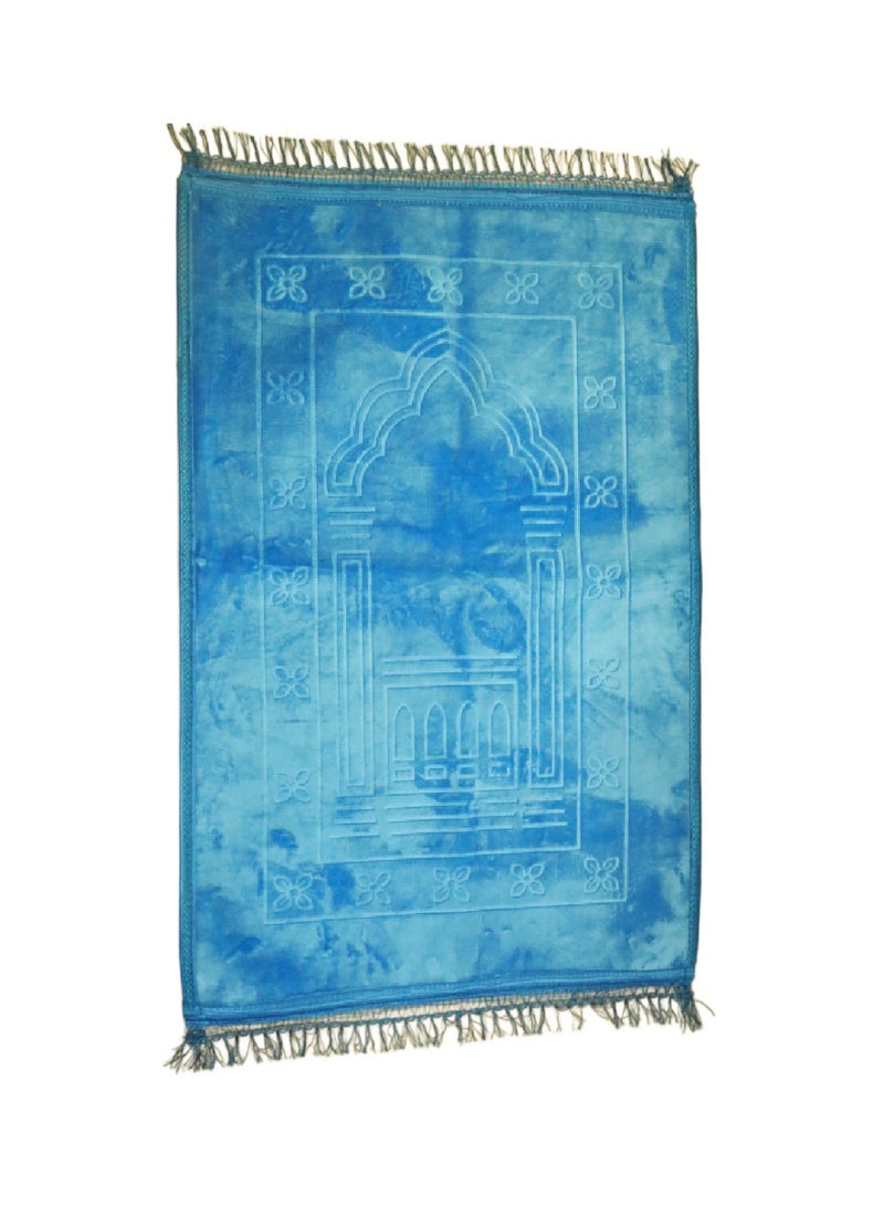 Yuwell Embossed Prayer Mat Anti-Slip Velvet Top Islamic Prayer Mat Sajadah Prayer Rug Salah Mat For Men And Women Eid Gift And Ramadan Gift 70X110CM Sky Blue  - Image 1
