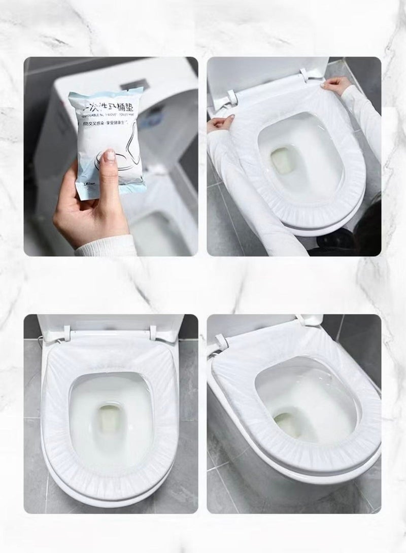 مجموعة من 50 قطعة من مقاعد المراحيض للاستخدام مرة واحدة (أقمشة غير منسوجة)، بساط متنقل للاستخدام مرة واحدة، مناسب للنساء الحوامل، الأطفال، كبار السن، وسادة مراحيض، بساط مراحيض للسفر، أغطية مقاعد محمولة للاستخدام مرة واحدة، مناسبة للنزهات والفنادق والمستشفيات العامة (عبوة فردية). - Image 4