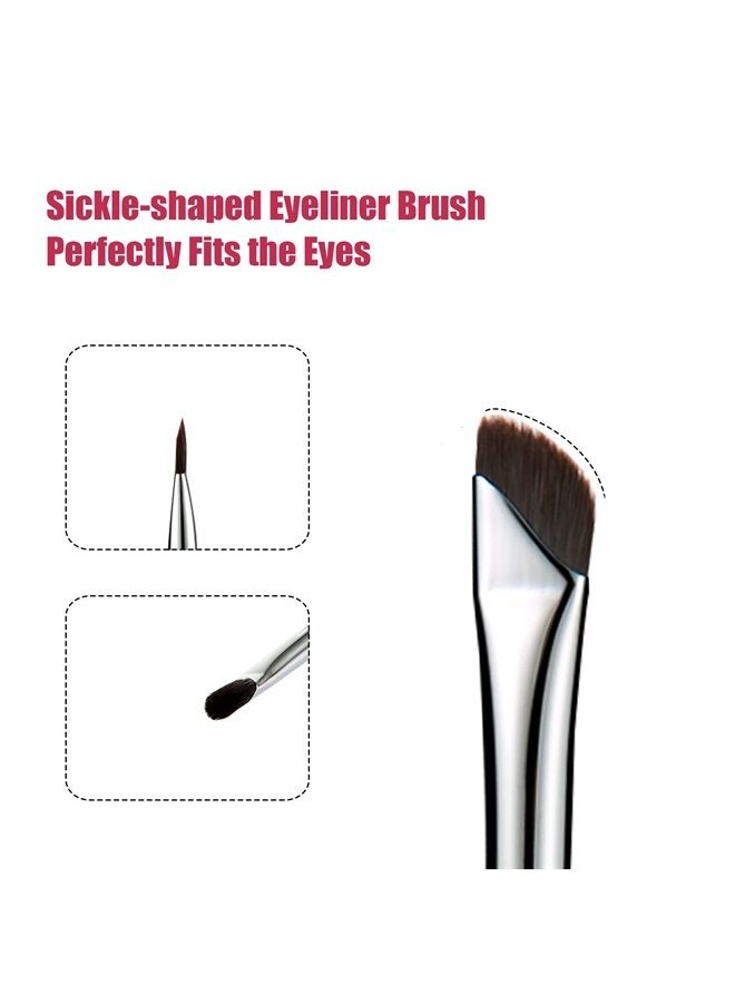KINBOM 3pcs Eyeliner Brush Kit, Flat Thin Beveled Sickle Brush Concealer Brush Angled Eyebrow Brush Curved Brush for Gel Liquid Precision Eyeliner Eyebrows Makeup - Image 4