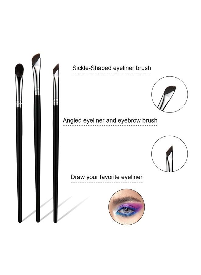 KINBOM 3pcs Eyeliner Brush Kit, Flat Thin Beveled Sickle Brush Concealer Brush Angled Eyebrow Brush Curved Brush for Gel Liquid Precision Eyeliner Eyebrows Makeup - Image 3