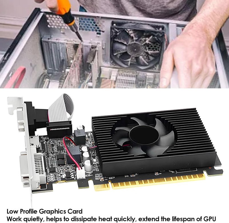 YUEHISY Low Profile Graphics Card, 4GB DDR3 128 Bit PC Video Card with HDMI DVI VGA, 1 Air Cooling Fan, Low Power Computer GPU, for Working - Image 2