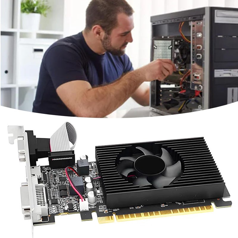 YUEHISY Low Profile Graphics Card, 4GB DDR3 128 Bit PC Video Card with HDMI DVI VGA, 1 Air Cooling Fan, Low Power Computer GPU, for Working - Image 4