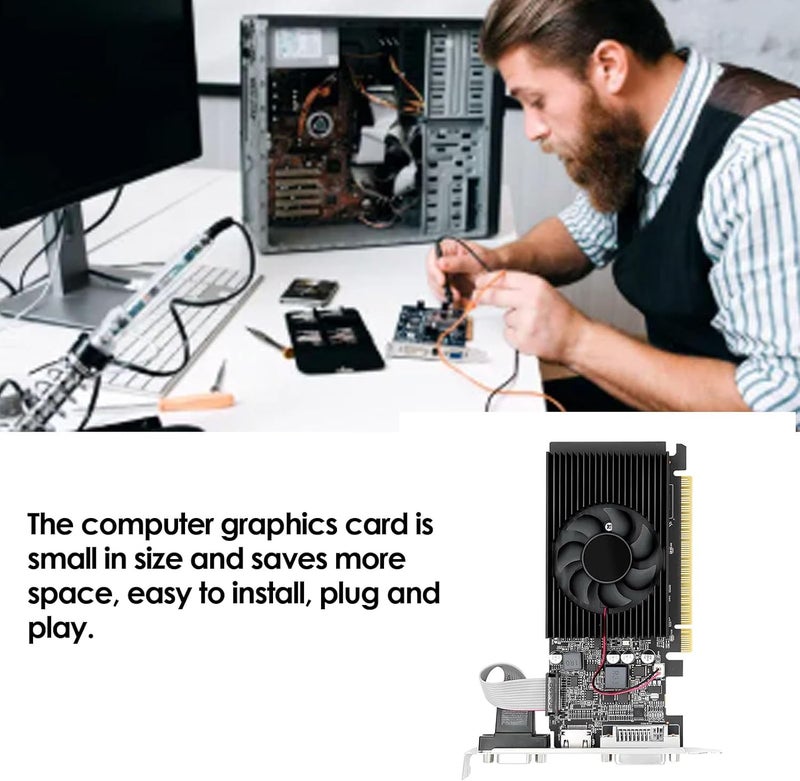 YUEHISY Low Profile Graphics Card, 4GB DDR3 128 Bit PC Video Card with HDMI DVI VGA, 1 Air Cooling Fan, Low Power Computer GPU, for Working - Image 3