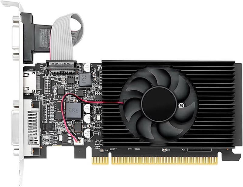 YUEHISY Low Profile Graphics Card, 4GB DDR3 128 Bit PC Video Card with HDMI DVI VGA, 1 Air Cooling Fan, Low Power Computer GPU, for Working - Image 1