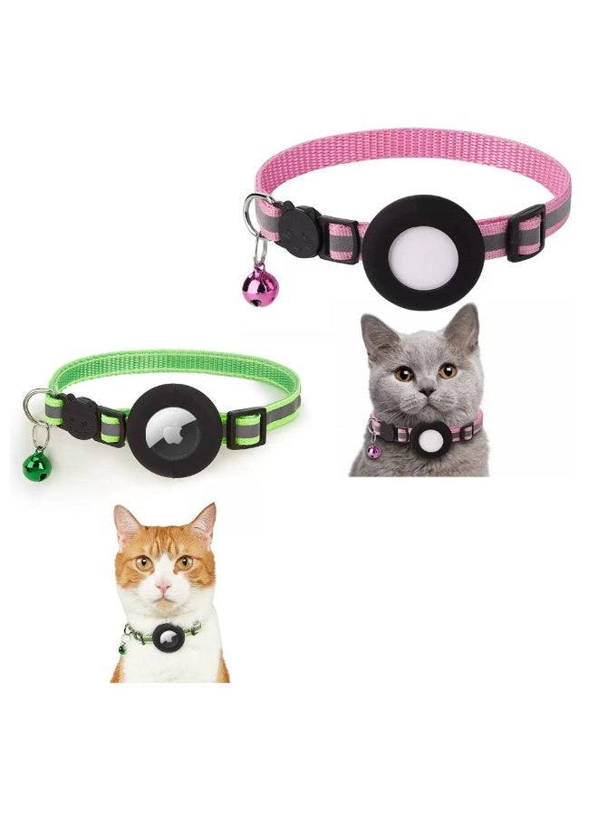 Acepets 2 pcs AirTag Holder Cat Collar with GPS Tracking – Protective Case, Breakaway Design, Lightweight Pet Collar