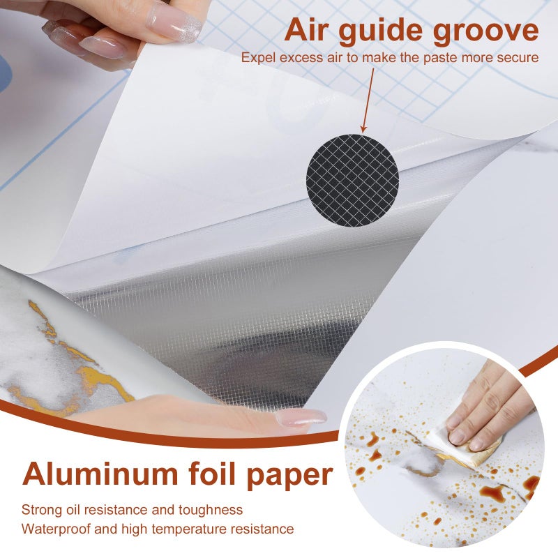 Yun-aeon Thick Marble Contact Paper for Countertops 15.7"x 78.7" - White and Gold Glossy Peel and Stick Wallpaper Self-Adhesive Removable Countertops for Kitchen Bathroom Cabinets - Image 4