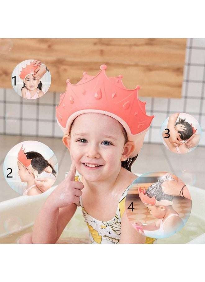 RIANZ Baby Shower Cap Shield Shower Cap For Kids Visor Hat For Eye And Ear Protection For 09 Years Old Children Cute Crown Shape Makes The Baby Bath More Fun (Pink)  - Image 5