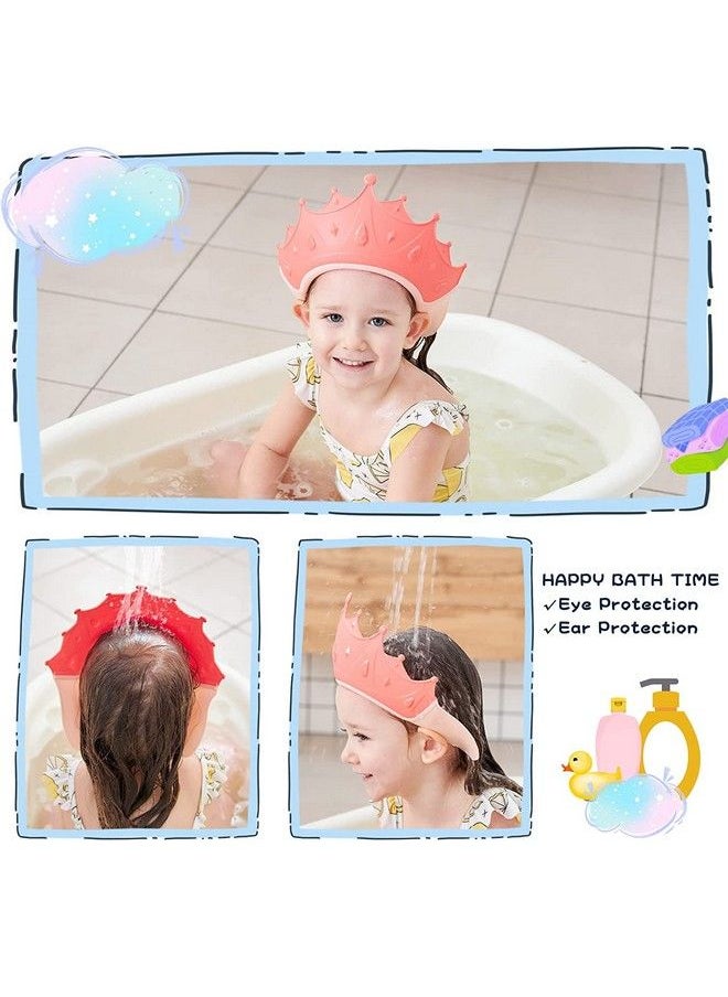 RIANZ Baby Shower Cap Shield Shower Cap For Kids Visor Hat For Eye And Ear Protection For 09 Years Old Children Cute Crown Shape Makes The Baby Bath More Fun (Pink)  - Image 4