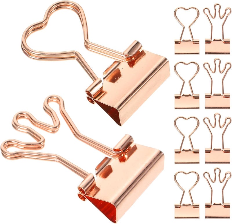 10pcs Rose Gold Medium Metal Binder Clips Paper Clips for Office File Organization and Study Materials - Image 1