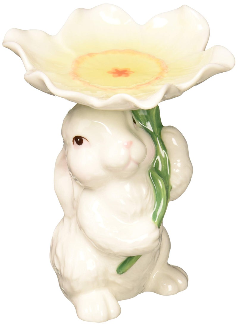 Cosmos 10590 Fine Porcelain Bunny CandyCandle Holder 334InchWhite