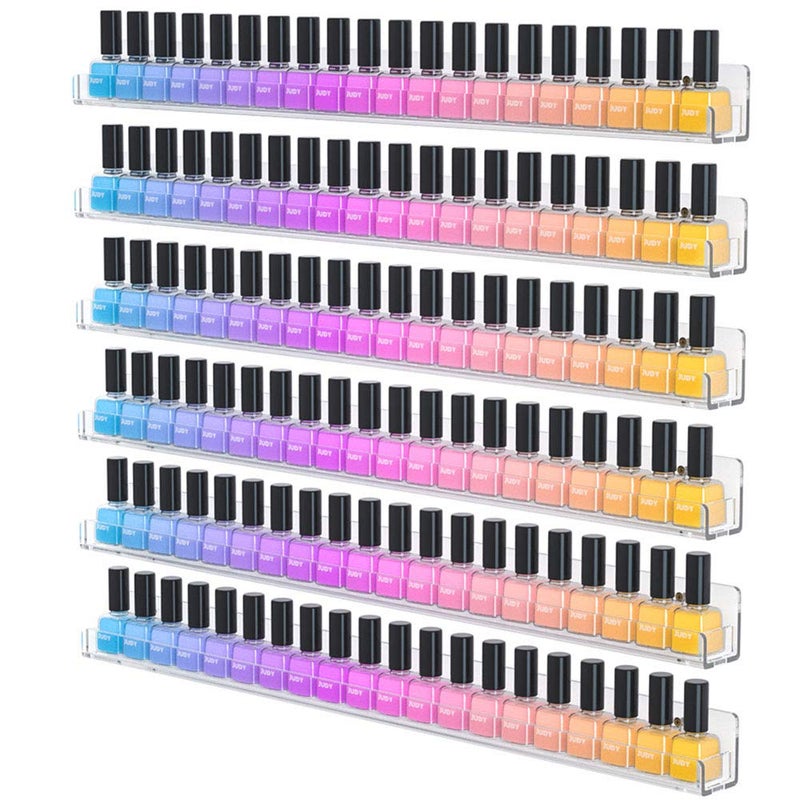NIUBEE 24 Inches Nail Polish Rack Wall Mounted Shelf with Removable Antislip End Inserts Clear Acrylic Nail Polish Organizer Display 150 Bottles