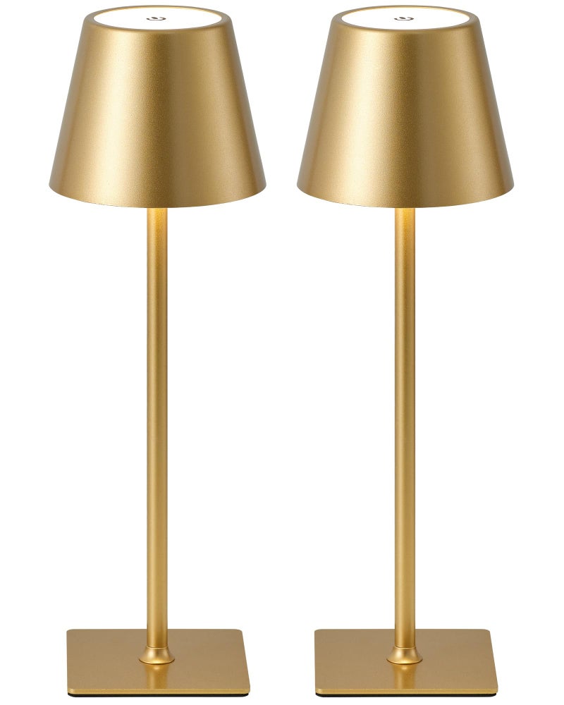 KDG 2 Pack Cordless Table Lamp Portable LED Desk Lamps 4000mAh Battery Operated 3 Color Stepless Dimming Up for Restaurant Bedroom Outdoor Camping Coffee Shop Night Light Rechargeable Gold - Image 2