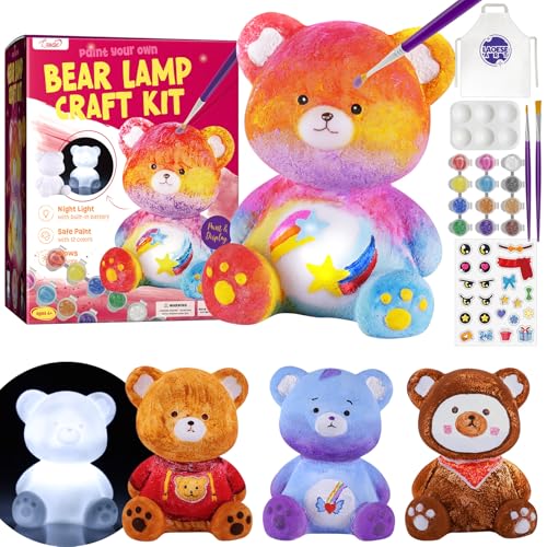 LAOESE Paint Your Own Bear Lamp Kit Art Supplies Bear Painting Kit for Kids 612 Arts and Crafts for Kids Ages 812 Bear Toy Girls Boys Birthday Easter Gifts for Kids Ages 3 4 5 6 7 8 9 10 11 12 - Image 1