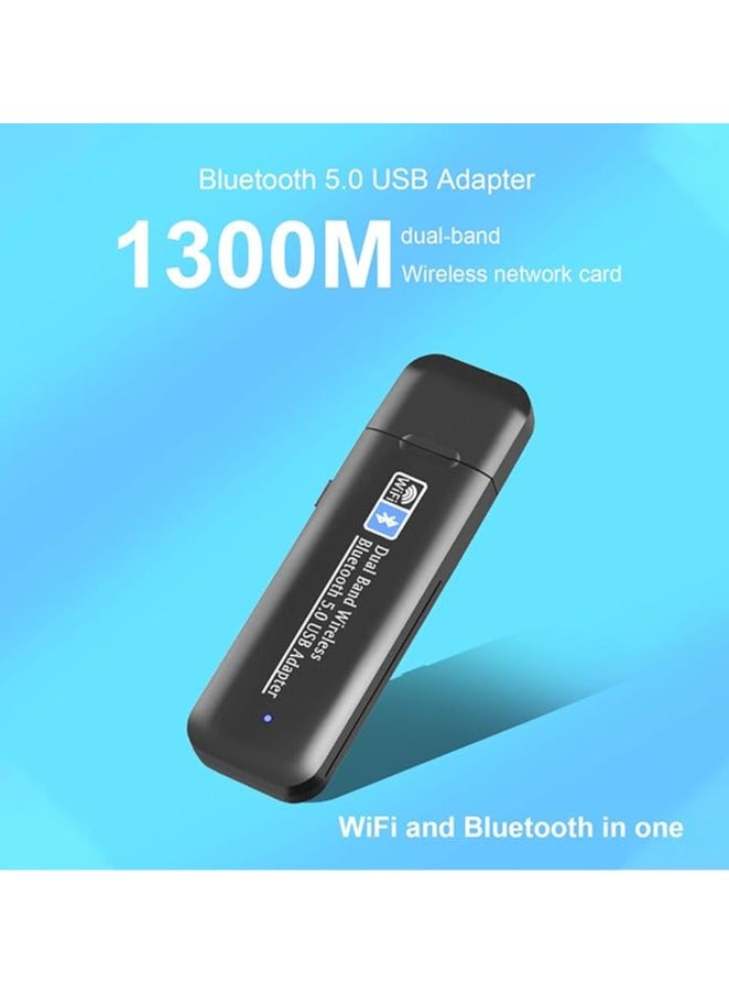 General USB WiFi Bluetooth Adapter, 1200Mbps Dual-Band 2.4/5GHz Wireless Adapter for PC/Laptop/Desktop USB WiFi Dongle for Windows XP/7/8/10/11, Mac OS, Linux  - Image 2