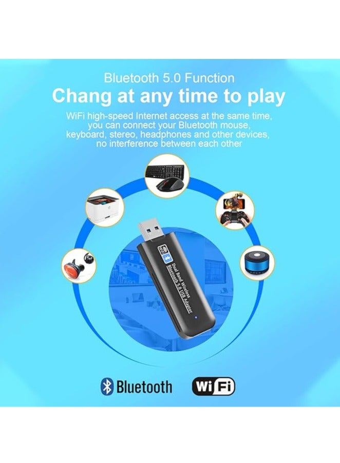 General USB WiFi Bluetooth Adapter, 1200Mbps Dual-Band 2.4/5GHz Wireless Adapter for PC/Laptop/Desktop USB WiFi Dongle for Windows XP/7/8/10/11, Mac OS, Linux  - Image 3