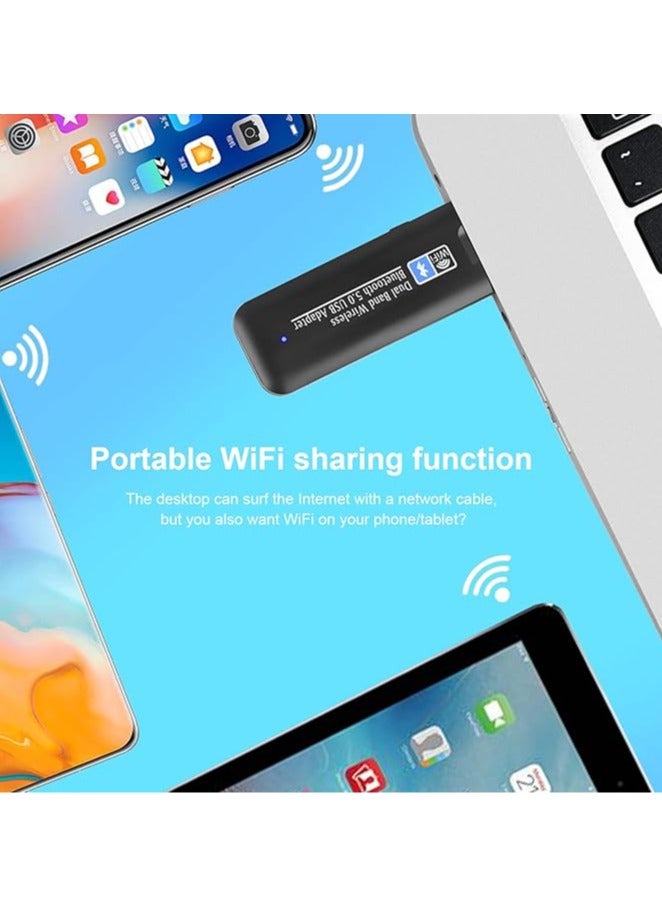 General USB WiFi Bluetooth Adapter, 1200Mbps Dual-Band 2.4/5GHz Wireless Adapter for PC/Laptop/Desktop USB WiFi Dongle for Windows XP/7/8/10/11, Mac OS, Linux  - Image 5