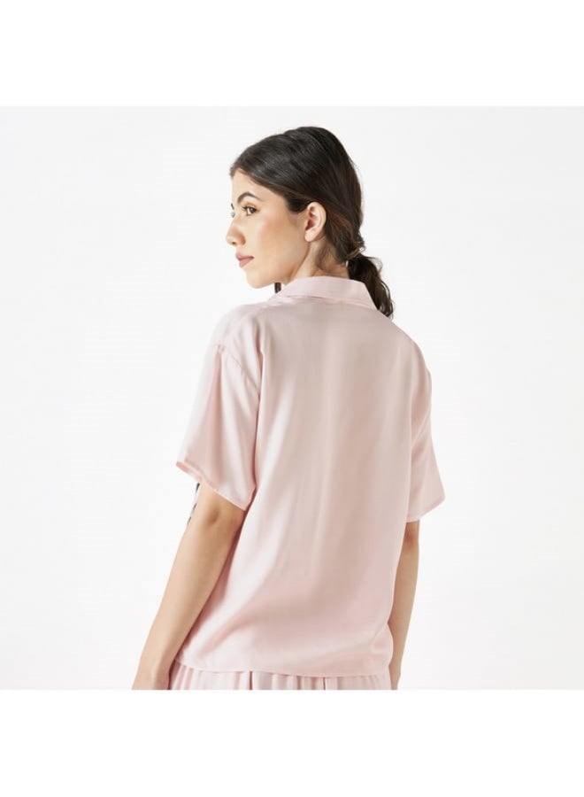 SP Characters Naruto Sakura Print Shirt with Camp Collar and Short Sleeves  - Image 3