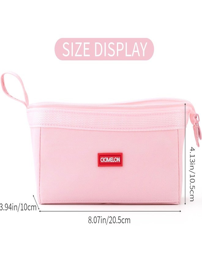CICIMELON Pencil Case Large Capacity Pen Pouch Multifunctional Pencil Bag for School Students Teen Girls Office Women Adult (Light Pink) - Image 4