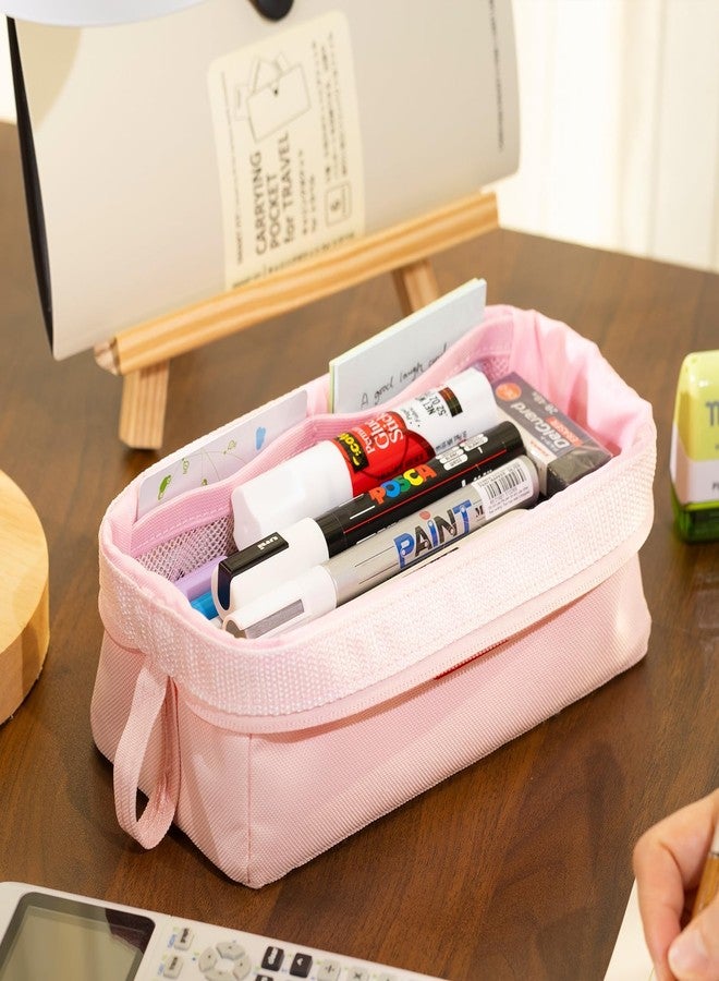 CICIMELON Pencil Case Large Capacity Pen Pouch Multifunctional Pencil Bag for School Students Teen Girls Office Women Adult (Light Pink) - Image 2