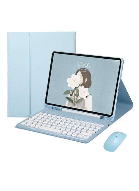 Arabic and English keyboard case with mouse for Samsung Tab A9+plus 11-inch SM-X210/X216/X218 , touchpad keyboard case with retro round keys and mouse, cute colorful keyboard with built-in touchpad.