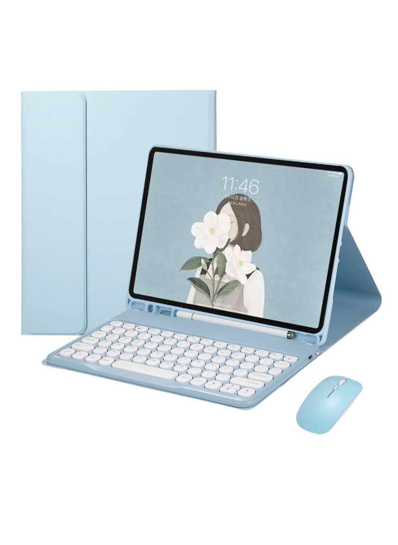 Arabic and English keyboard case with mouse for Samsung Tab A9+plus 11-inch SM-X210/X216/X218 , touchpad keyboard case with retro round keys and mouse, cute colorful keyboard with built-in touchpad.
