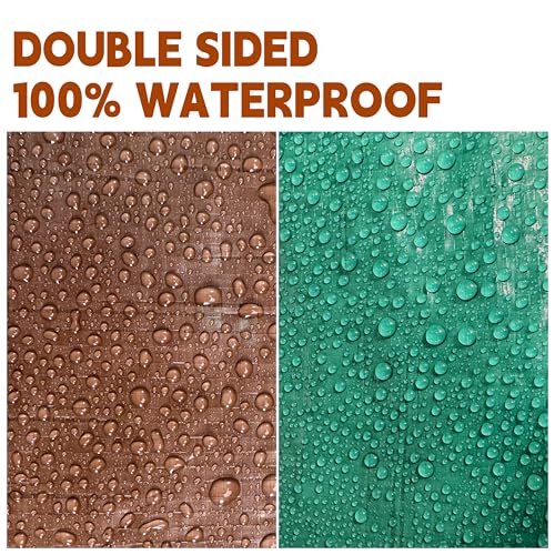 MVPNET Tarp 6x8 ft 100% Waterproof 7mil Durable Grommets and Reinforced Edges,Uv Resistant,Green/Brown Tarp,Emergency Rain Shelter,Outdoor Cover and Camping Use -by MVPNET - Image 3