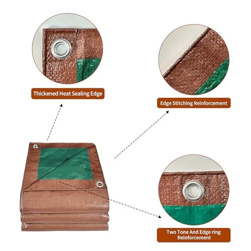 MVPNET Tarp 6x8 ft 100% Waterproof 7mil Durable Grommets and Reinforced Edges,Uv Resistant,Green/Brown Tarp,Emergency Rain Shelter,Outdoor Cover and Camping Use -by MVPNET - Image 2