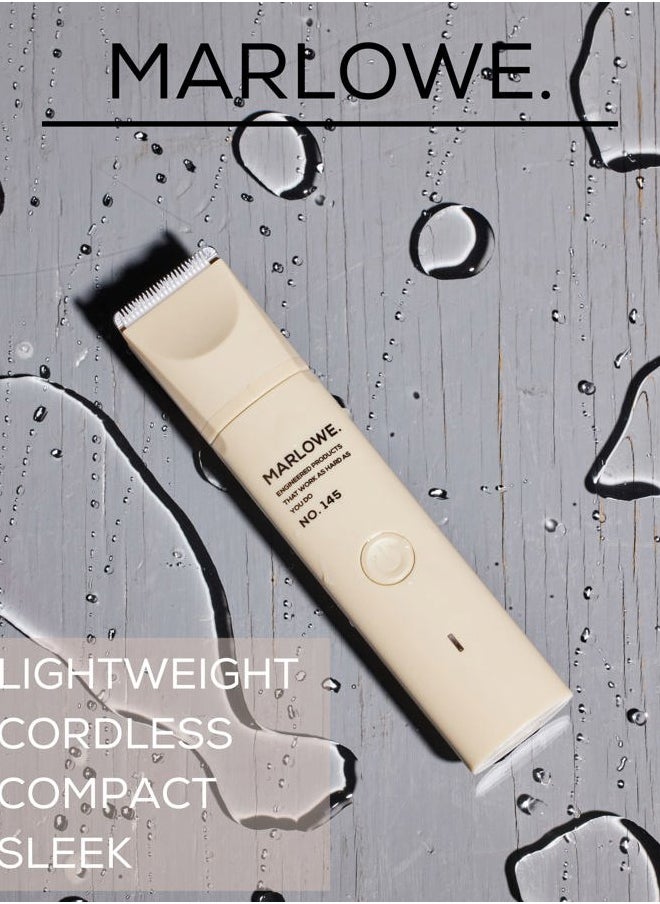 MARLOWE. M BLEND Marlowe. No. 145 Body Hair Trimmer for Men, Desert Sand, Lightweight Waterproof Personal Groomer, Ceramic Blades, Adjustable Comb Lengths & Rechargeable Battery for Head to Toe Male Grooming  - Image 2
