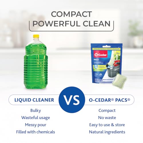 o cedar O-Cedar PACS Hard Floor Cleaner, Crisp Citrus Scent 10 Count (1-Pack) | Made with Naturally-Derived Ingredients | Safe to Use on All Hard Floors | Perfect for Mop Buckets - Image 4