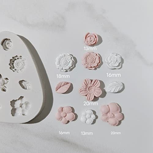 meeeyya Flower Polymer Clay Molds, 2Pcs Polymer Clay Molds for Jewelry Making, Daisy Sunflower Rose Miniature Silicone Molds (13Flowers) - Image 2