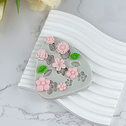 meeeyya Flower Polymer Clay Molds, 2Pcs Polymer Clay Molds for Jewelry Making, Daisy Sunflower Rose Miniature Silicone Molds (13Flowers) - Image 4