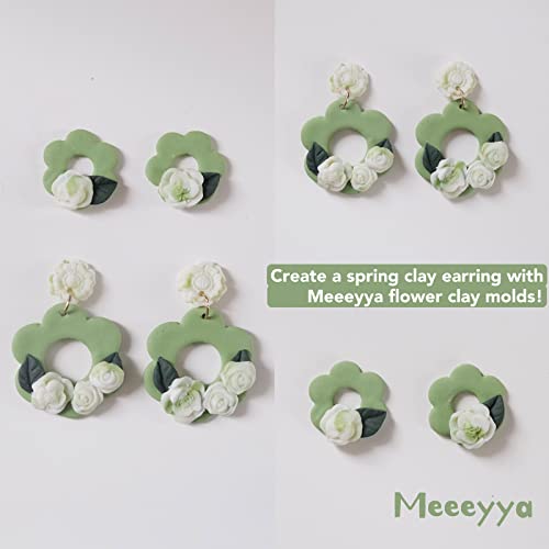 meeeyya Flower Polymer Clay Molds, 2Pcs Polymer Clay Molds for Jewelry Making, Daisy Sunflower Rose Miniature Silicone Molds (13Flowers) - Image 3
