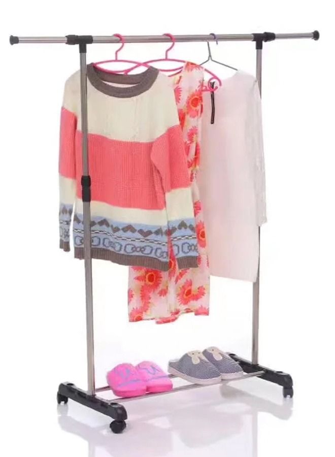 RACK STORE Stainless Steel Single Pole Portable Cloth Hanging Rack Movable And Adjustable Multipurpose Garment Organizer Stand Laundry Drying For Indoor Or Outdoor Rack With Wheels - Image 2