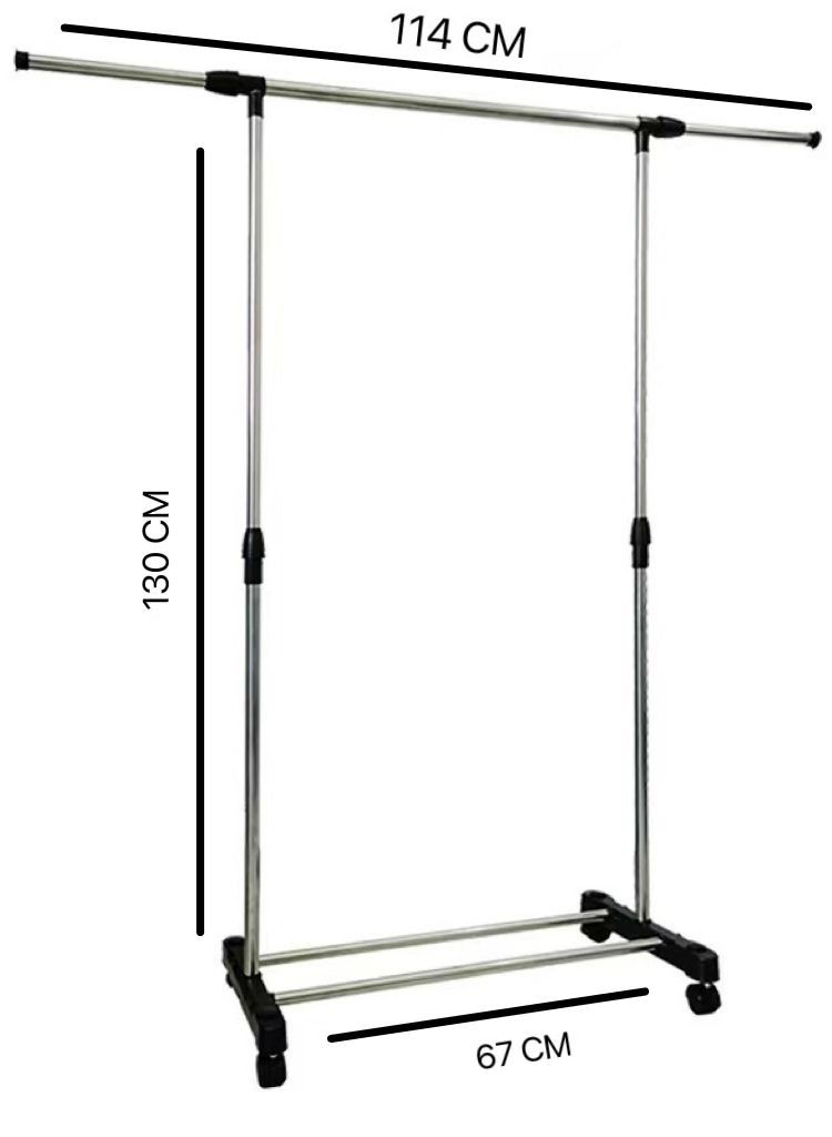 RACK STORE Stainless Steel Single Pole Portable Cloth Hanging Rack Movable And Adjustable Multipurpose Garment Organizer Stand Laundry Drying For Indoor Or Outdoor Rack With Wheels - Image 3