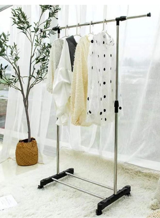 RACK STORE Stainless Steel Single Pole Portable Cloth Hanging Rack Movable And Adjustable Multipurpose Garment Organizer Stand Laundry Drying For Indoor Or Outdoor Rack With Wheels - Image 4