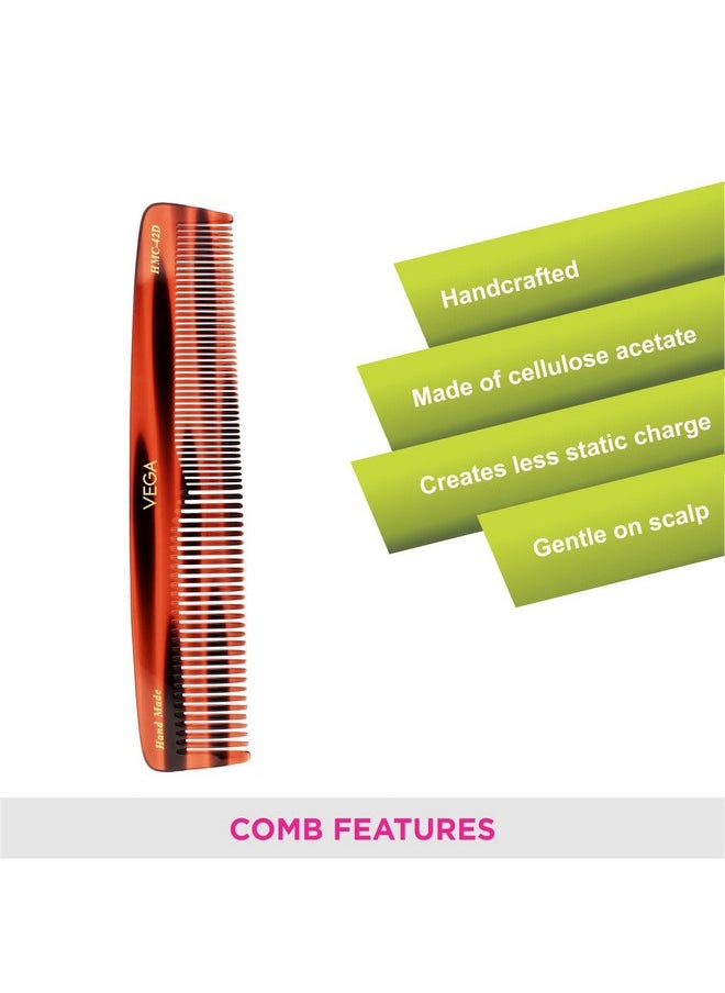 Vega Graduated Dressing Hair Comb Tortoise Shell,Handmade, (India'S No.1* Hair Comb Brand)For Men And Women, (Hmc-42D)  - Image 4