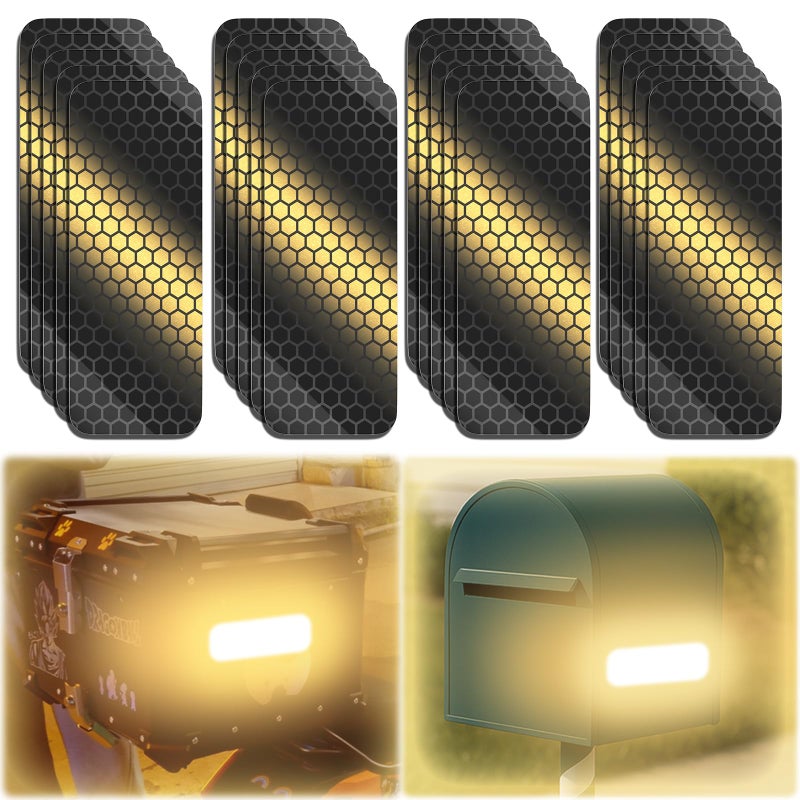PHIXBEAR 20 Pcs Super Reflection Reflective Stickers, Safety Reflective Tape for Car Bike Mailbox Helmet, Black Conspicuity Tape Outdoor Waterproof 3.15" X 1.18" - Image 1