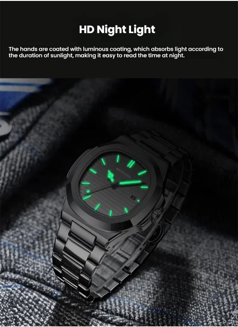 MSTIANQ Watches for Men Stainless Steel Quartz Water-Resistant Men's Watch White 40mm Dial  - Image 4