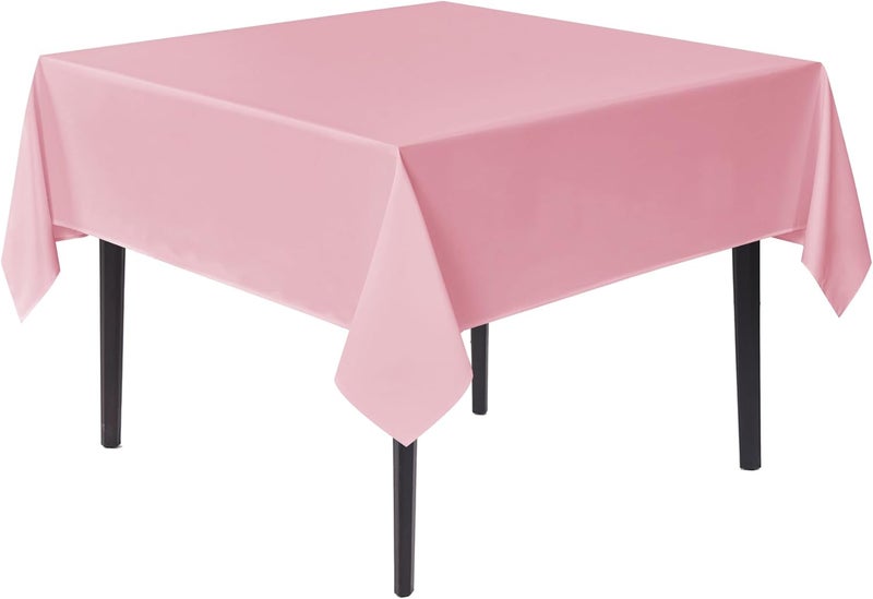 sancua Square Tablecloths 54x54 Inch - Pink Fabric Table Cloth for Square or Round Tables, Washable Polyester Table Cover for Dinner, Holiday Party, Decorative Display Tables - Image 1