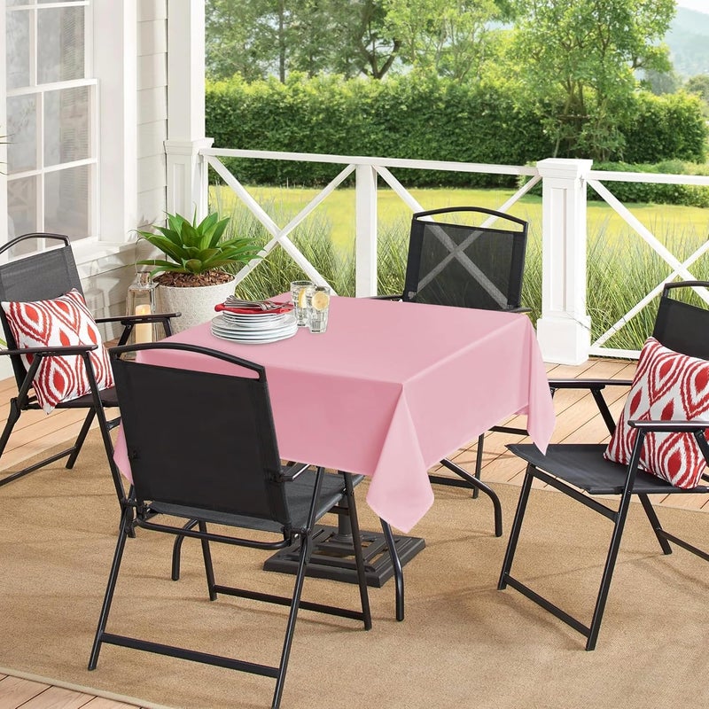 sancua Square Tablecloths 54x54 Inch - Pink Fabric Table Cloth for Square or Round Tables, Washable Polyester Table Cover for Dinner, Holiday Party, Decorative Display Tables - Image 3