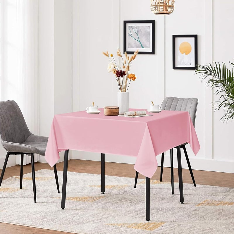 sancua Square Tablecloths 54x54 Inch - Pink Fabric Table Cloth for Square or Round Tables, Washable Polyester Table Cover for Dinner, Holiday Party, Decorative Display Tables - Image 2