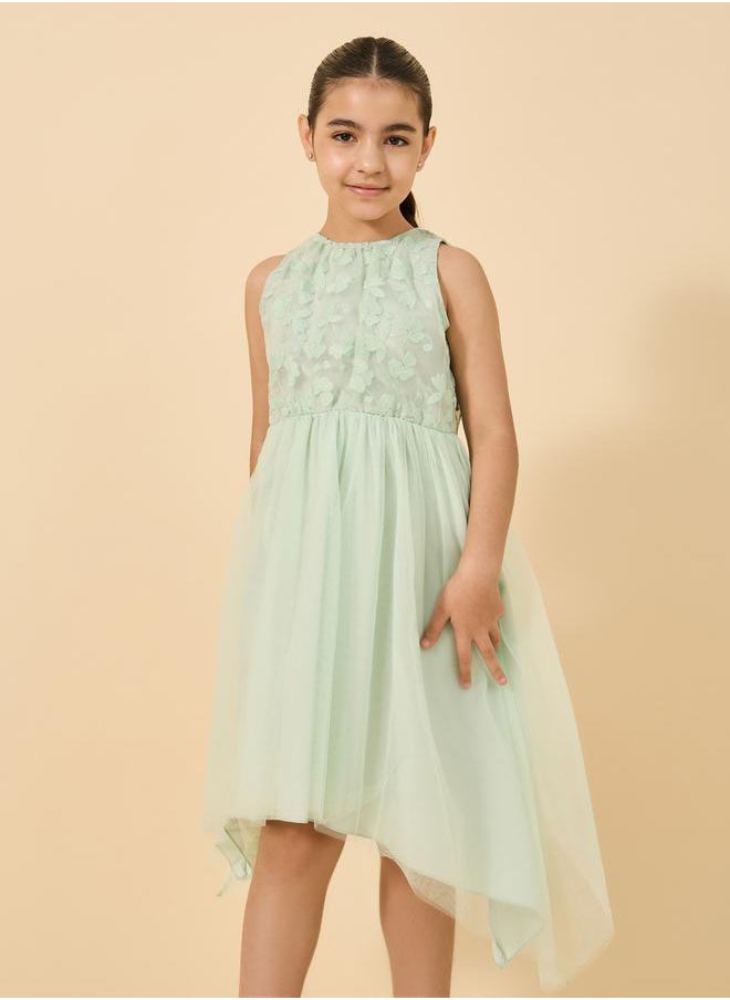 Styli - Floral Design Sleeveless High Low Dress - Image 1