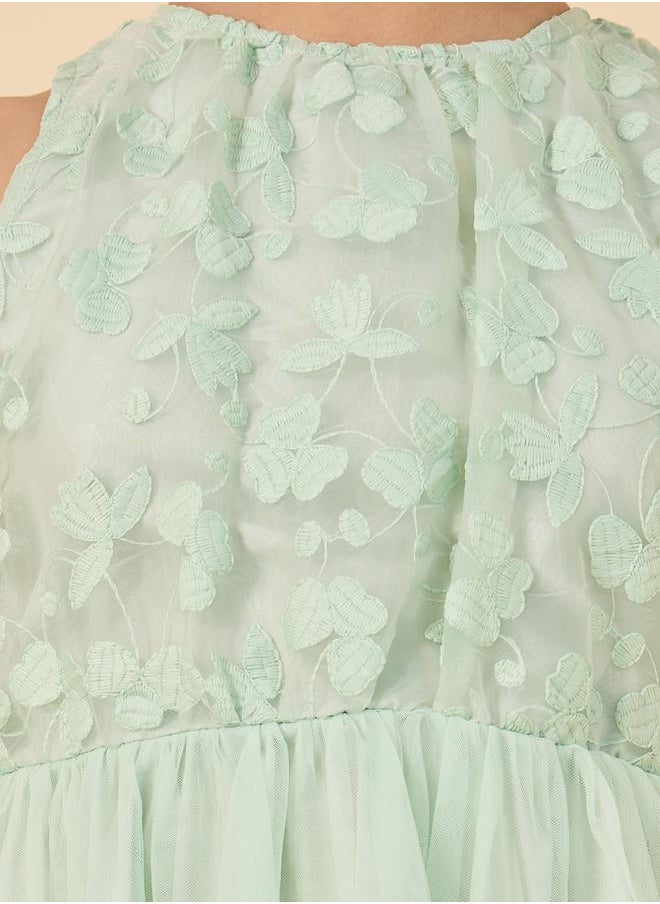 Styli - Floral Design Sleeveless High Low Dress - Image 1