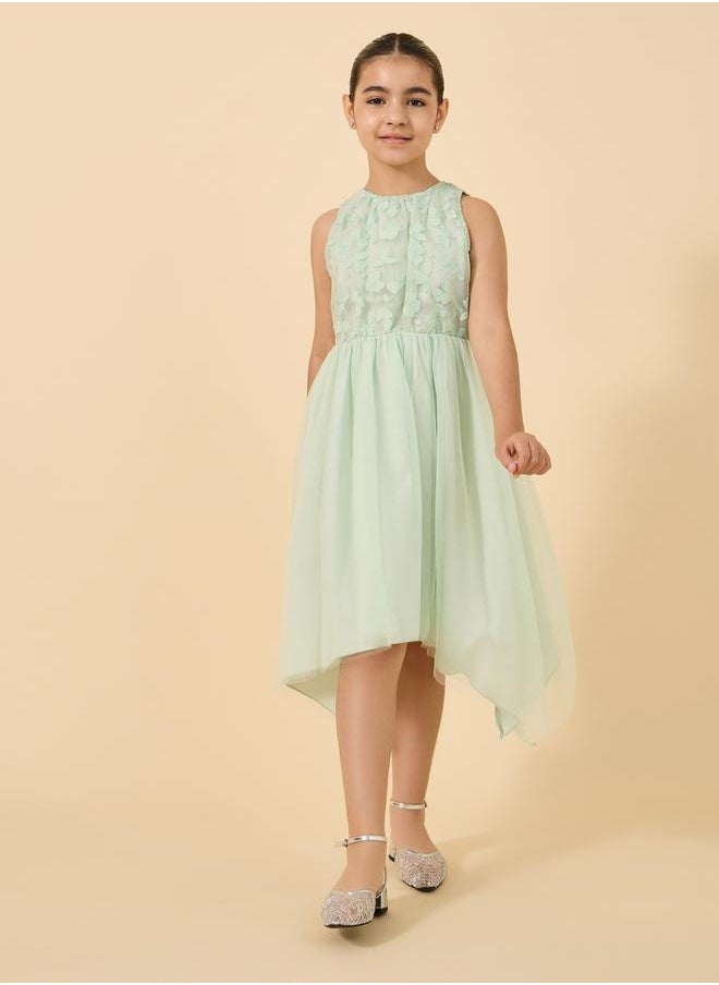 Styli - Floral Design Sleeveless High Low Dress - Image 1