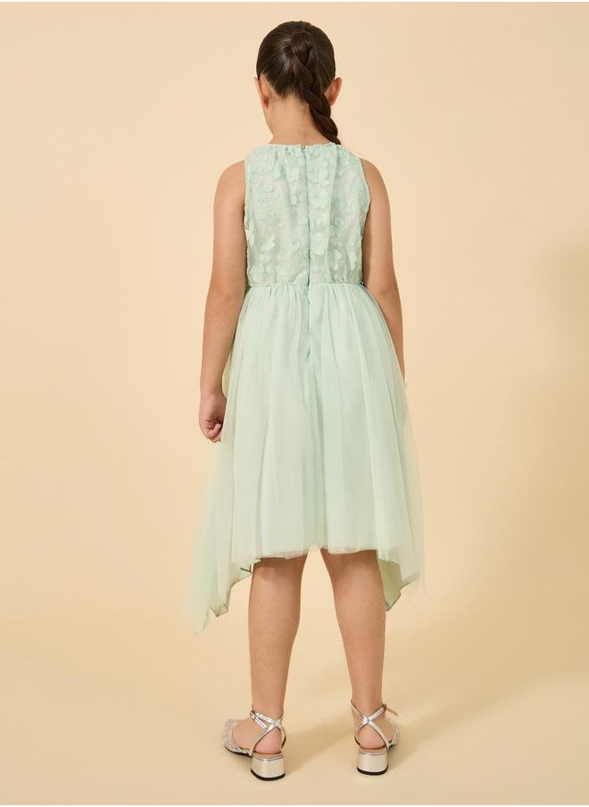 Styli - Floral Design Sleeveless High Low Dress - Image 1