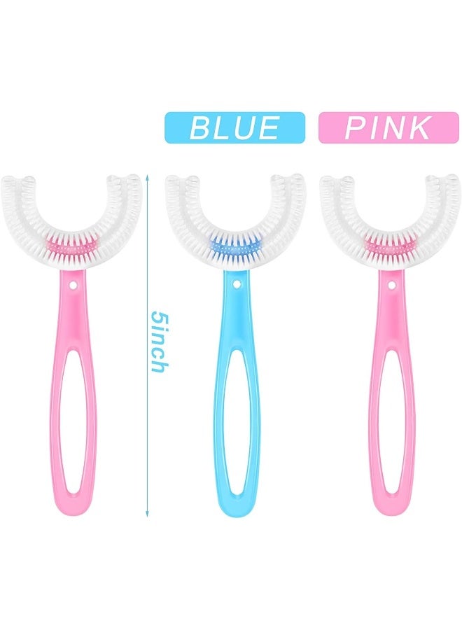 Pipe Terminator 2 Packs Kids U-Shaped Toothbrush, Food Grade Soft Silicone Brush Head, 360° Oral Teeth Cleaning Design for Toddlers and Children (Blue+Pink) for 6-12 ages - Image 5