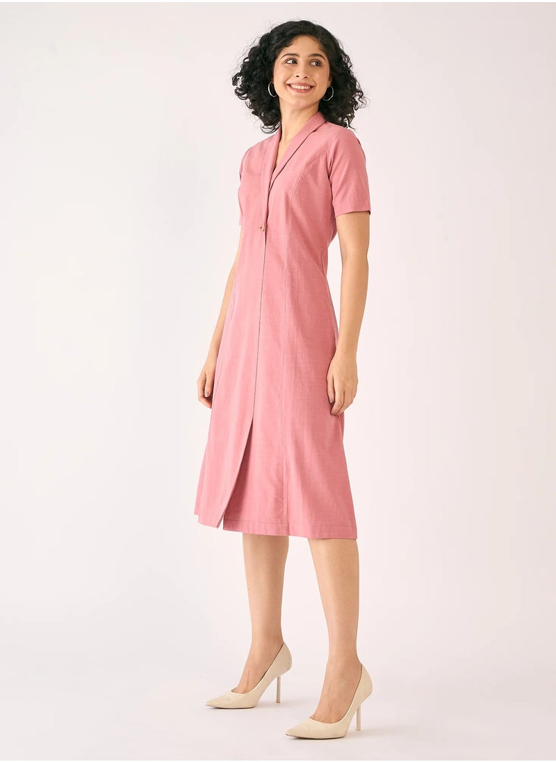 Salt Attire Women's Elegant Midi Dress with Half Sleeves, Shawl Collar, and Flattering Fit-and-Flare Design A Perfect Choice for Effortless Style  - Image 4