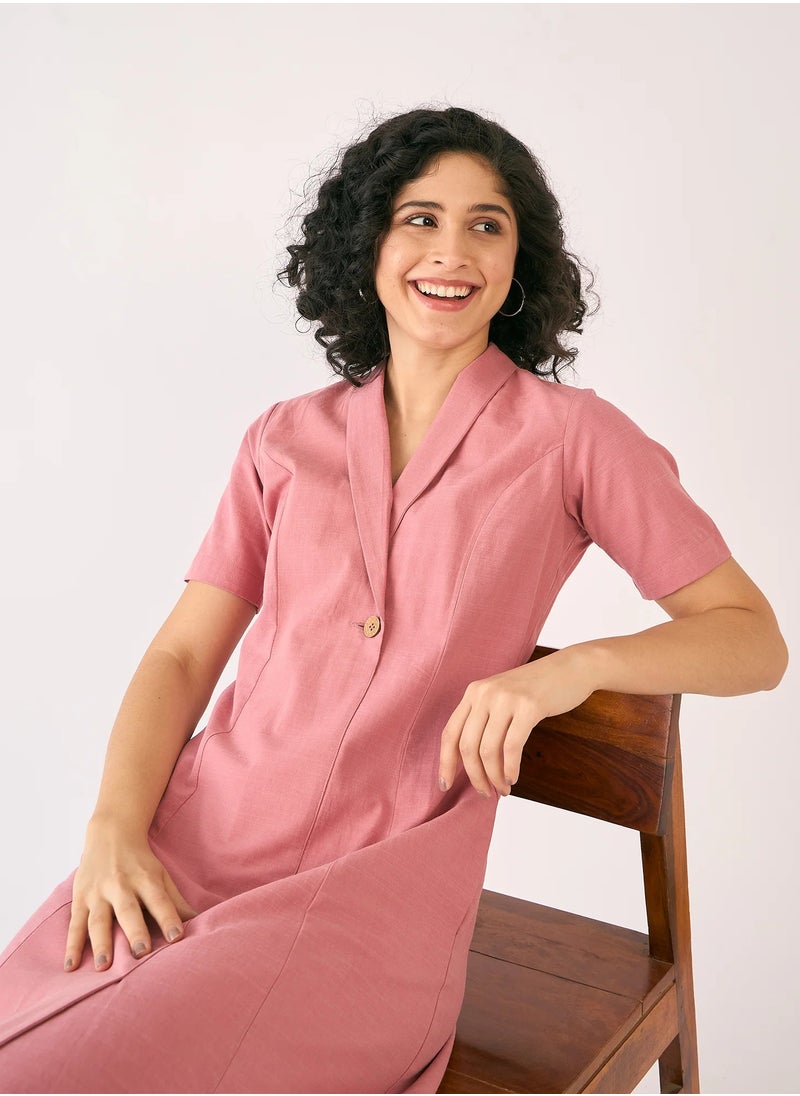 Salt Attire Women's Elegant Midi Dress with Half Sleeves, Shawl Collar, and Flattering Fit-and-Flare Design A Perfect Choice for Effortless Style  - Image 5