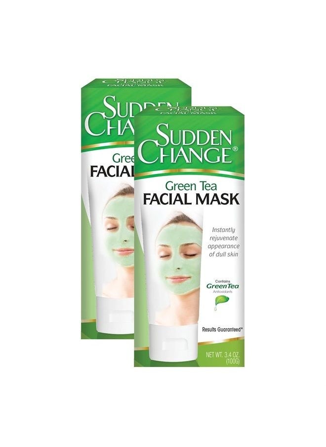 SUDDEN CHANGE Green Tea Facial Mask – Diminish Wrinkles, Puffiness & More - Improve Texture, Purify Pores & Remove Excess Oil – Made with Antioxidants - Cooling Sensation for Relaxation (3.4 oz, Pack  - Image 1